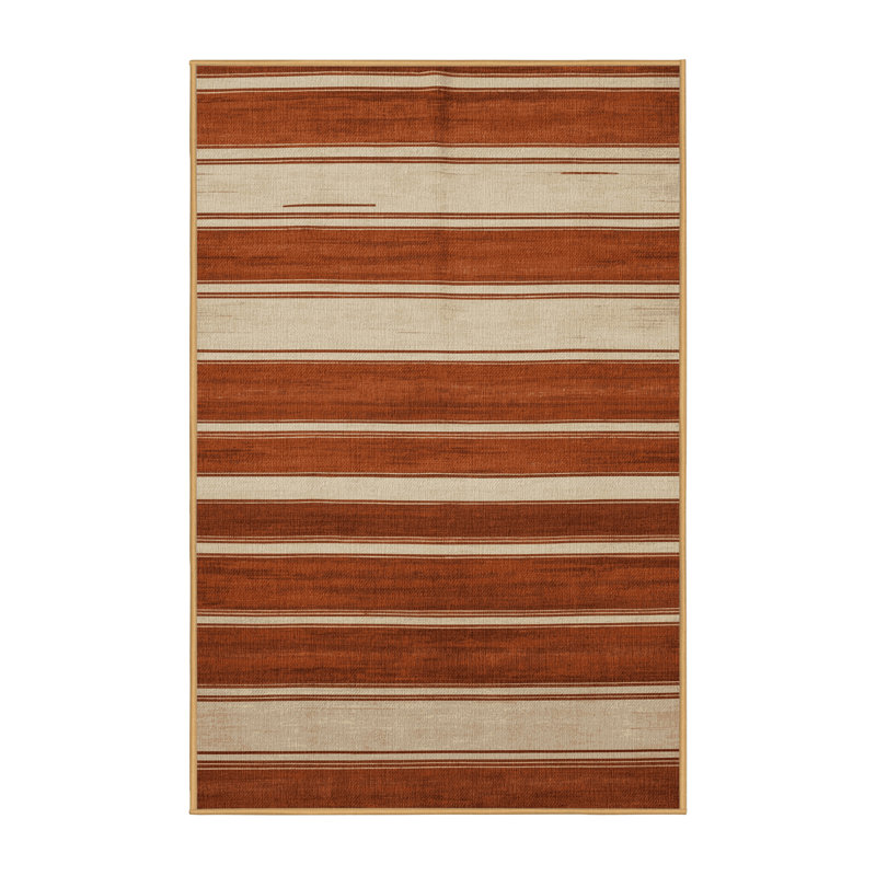  Tapis rayé lavable crème crème, Rectangulaire 2 pi x 3 pi