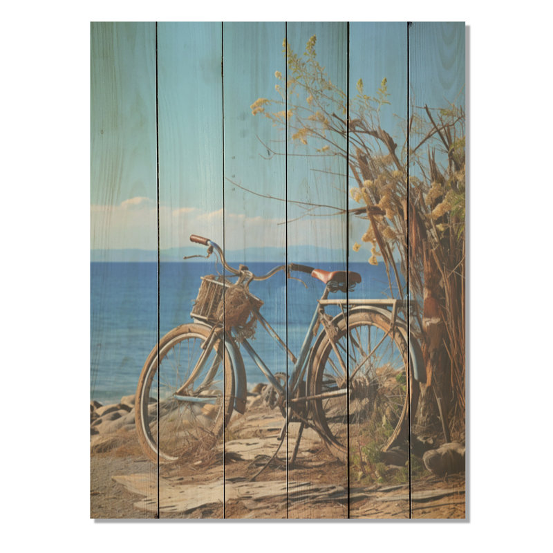 Cobalt cruiser vélo I - art mural en bois de bicyclette sur bois de pin naturel, H 20 po x l 10 po