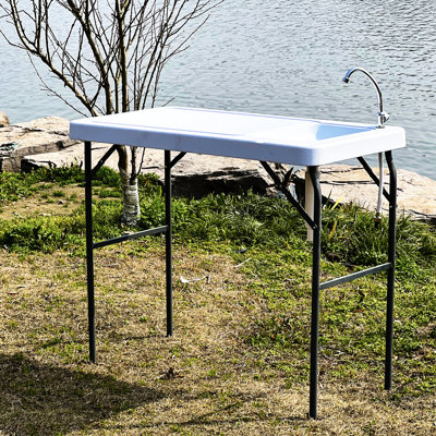 Bureau extérieur pour filet de poisson avec évier et robinet - poste de nettoyage amovible pour une utilisation à long terme