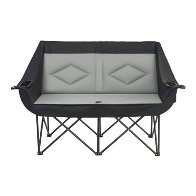 Chaise de camping double, chaise de camping surdimensionnée pour deux personnes avec support robuste de 660 lb, avec porte-gobelets doubles, porte-verres à vin, sangles pour magazines, sacs de transport pour l'extérieur, plage, paquet de 1