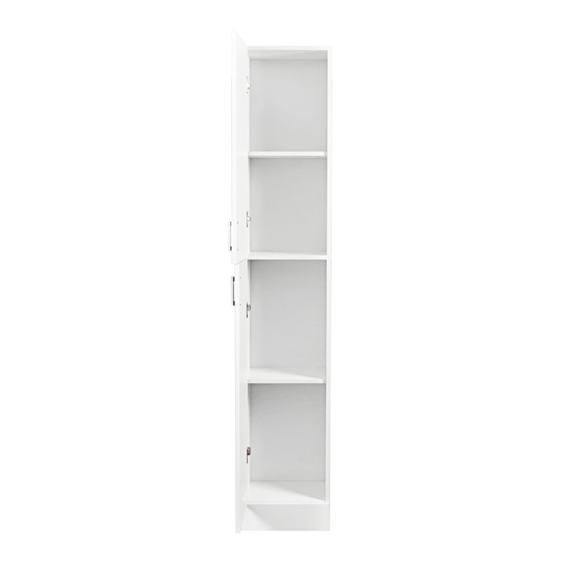 Freestanding  Cabinet With Inadjustable Shelves And Two Doors For Kitchen, White