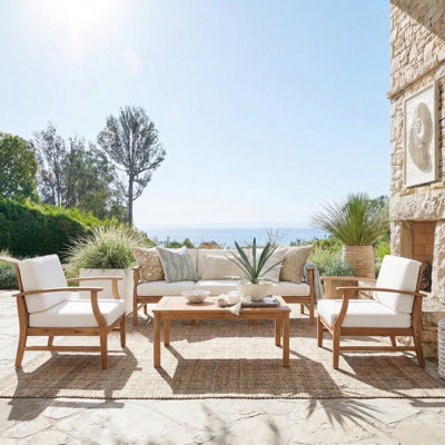 Hulda Acacia 6 - Person Patio Conversation Set with Cushions