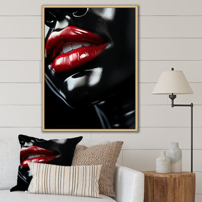 " Fahsion Vintage Glam Deep Red Lips Sensuality "