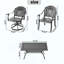 Ensemble de salle à manger 7 pièces en aluminium coulé toutes saisons comprenant 2 chaises pivotantes, 4 chaises et une table rectangulaire avec cadre