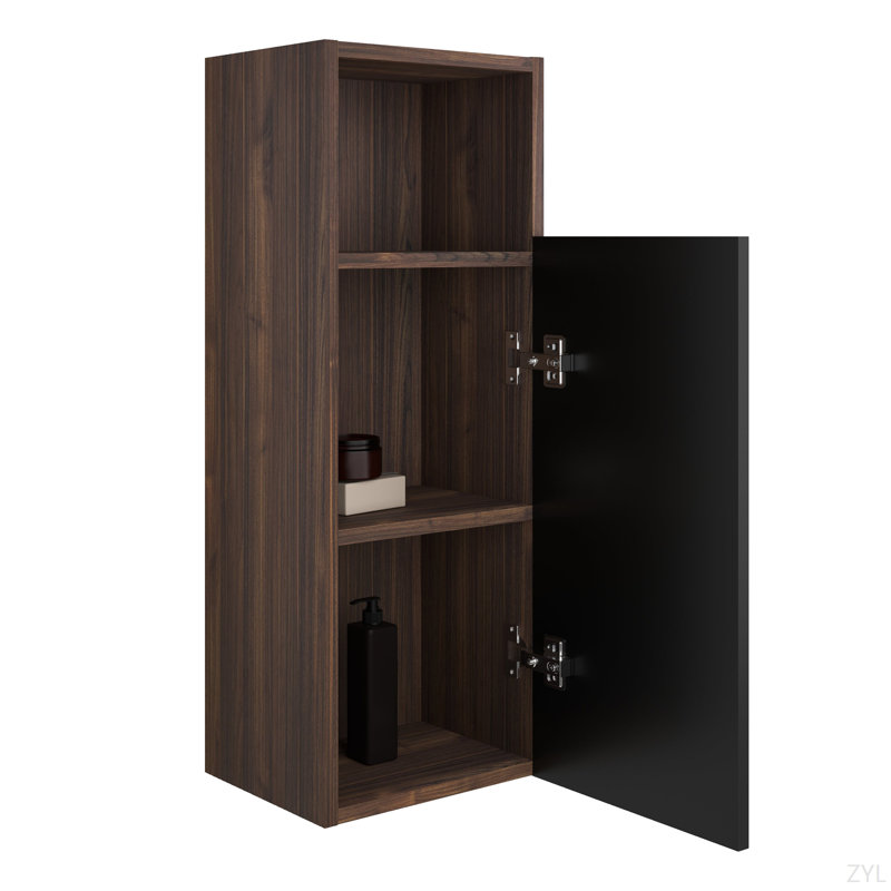 Armoire de rangement murale noire et noyer flottante, armoire de rangement murale pour petits espaces, KD