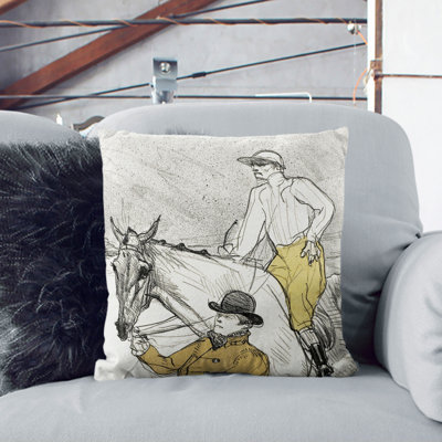 Jockey Going To The Post Square Throw Cushion