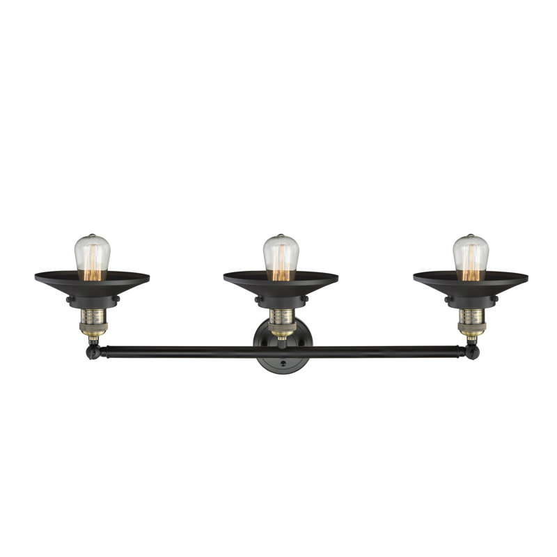 Éclairage pour meuble-lavabo 3 lumières Shauna Railroad, Laiton antique noir, Noir mat