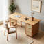 Bureau moderne en bois massif et rotin naturel-516290229