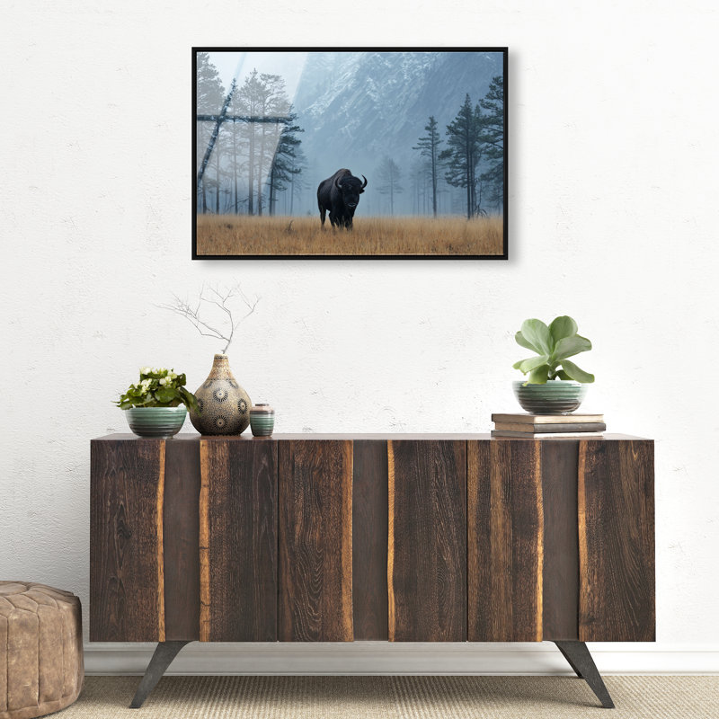 Mountain Bison II Print by Oliver Gal, 21" H x 31" W, Black Floater Frame