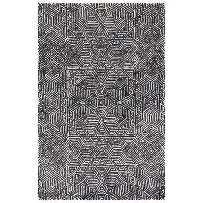 Tapis ivoire / noir en laine / coton touffeté à la main Angeli
