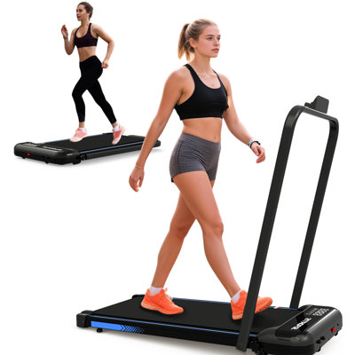 3 In 1 Under Desk Treadmill With Incline And Foldable Handlebar, 2.5 Hp Quiet Motor, 0.6 - 5.0 Mph, 9% Adjustment, Remote Control, Led Display, Multifunctional Indoor Workout Treadmill, Walking Pad