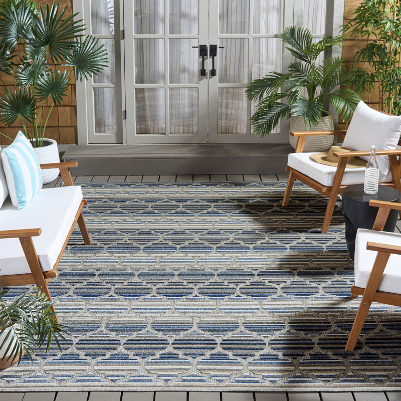 Tapis d'intérieur / extérieur à motif géométrique Longridge Performance, Rectangle 8 pi x 10 pi