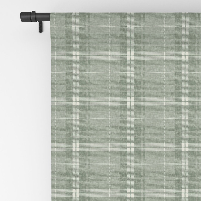 Malakii Little Arrow Design Co Fall Plaid Sage 1pc Blackout Window Curtain Panel, 50" W x 108" L
