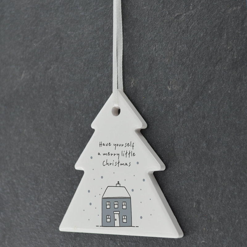 The Seasonal Aisle House Merry Little Christmas Tree Shaped Ceramic Ornament