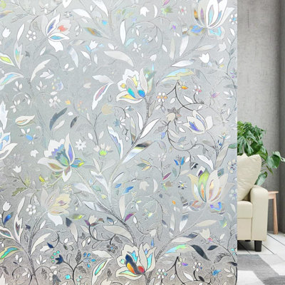 3D Etched Floral Decorative Privacy Window Decal
