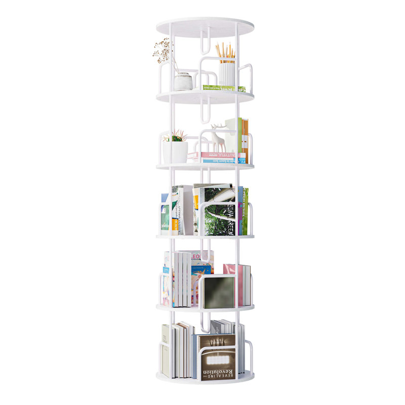 Rotating Bookshelf Tower 5 Tier, Spinning Bookcase, Revolving 360 Book Shelf Narrow Tall Bookcase, Vertical Turning Round Storage Bookshelf, Book Shelf Organizer For Bedroom, Living Room
