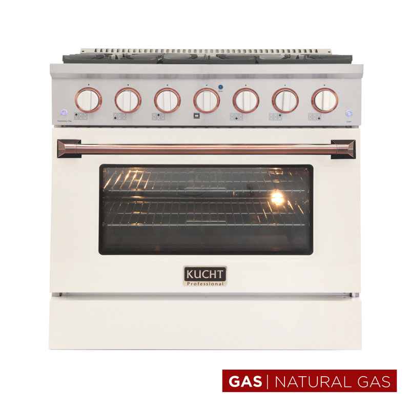 Kucht 36'' W Free Standing Range, White, Natural Gas