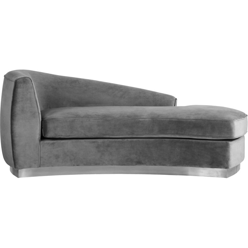Méridienne Schenectady, Velours gris, Chrome