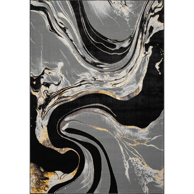 Modern Abstract Area Rug – 100% Polyester, Antistatic, Soil & Water Repellent, Colourfast Living Room Carpet