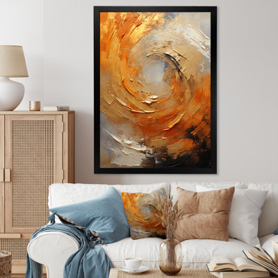 «Gold Orange Desert Mirage Spiral», reproduction sur toile à spirales abstraites
