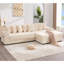 Canapé modulaire en L 110,75 po, canapé modulaire en velours côtelé, avec repose-pieds mobile, porte-gobelets, 8 coussins décoratifs, poche latérale, déplier dans un lit-1844824476