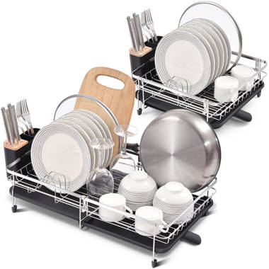 1pc Large Dish Drying Rack, Dish Racks For Kitchen Counter, Dish Drainer  Organizer With Utensil Holder, White Dish Drying Rack With Drain Board,  Kitch