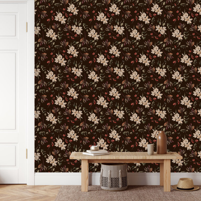 Floral Wall Mural, 2.08' W x 10.42' L