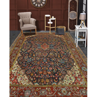 Gazel One-of-a-Kind 6'8" X 10'9" 2022 Wool Area Rug Navy