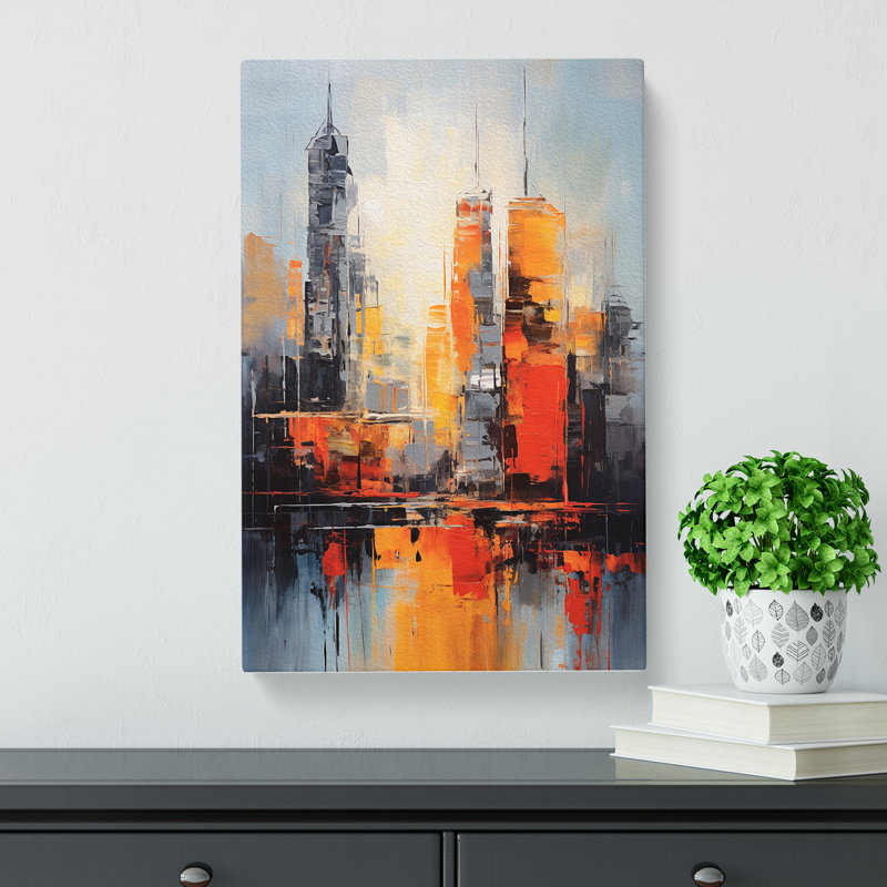 Skyline Gestural - Wrapped Canvas, 60cm H x 40cm W x 3cm D