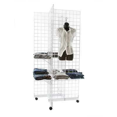 36'' W Metal Merchandiser with Wheels