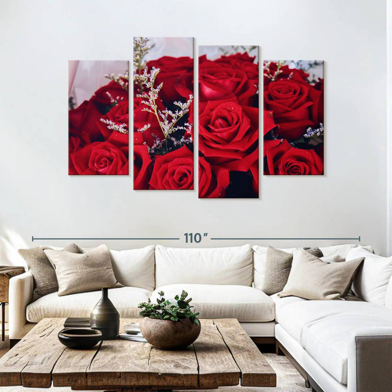 Bouquet de roses rouges Hardie, H 54 po x l 84 po