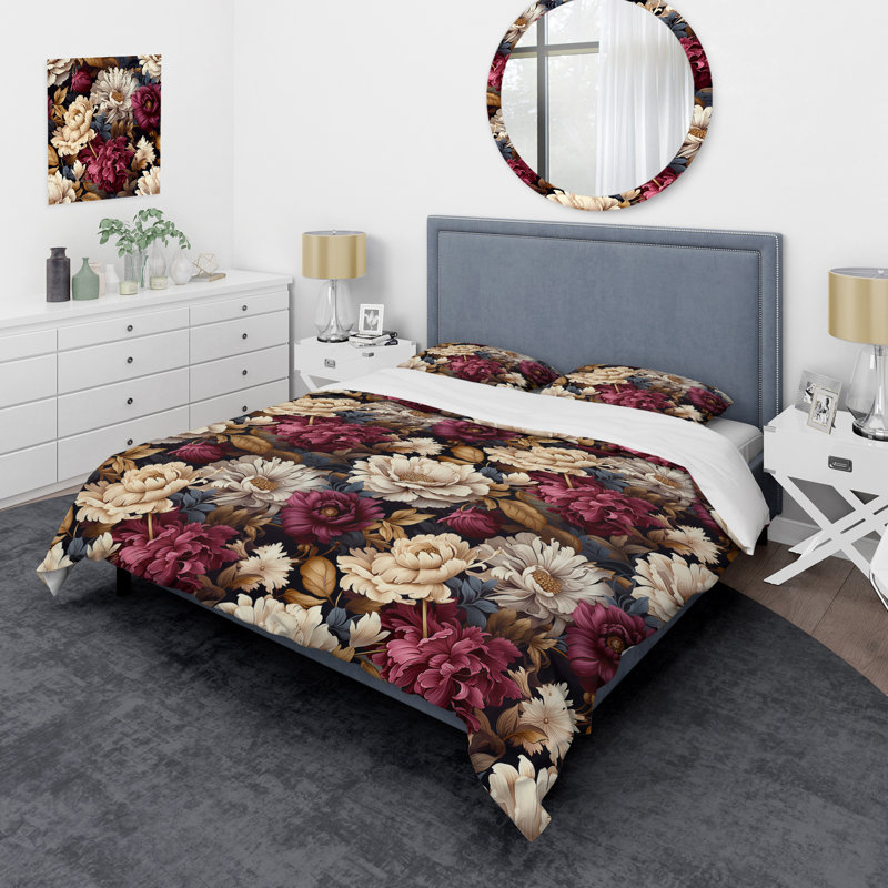 Ensemble de housse de couette Victorian Royal, Housse de couette pour grand lit et 2 taies décor