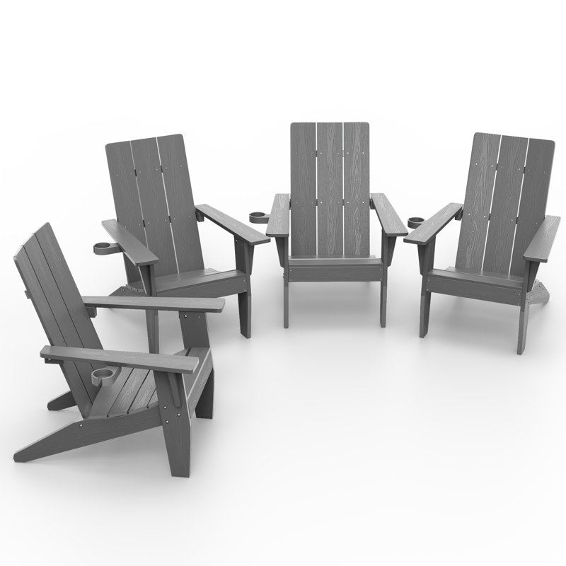 Chaise Adirondack en plastique / résine (ensemble de quatre), Gris
