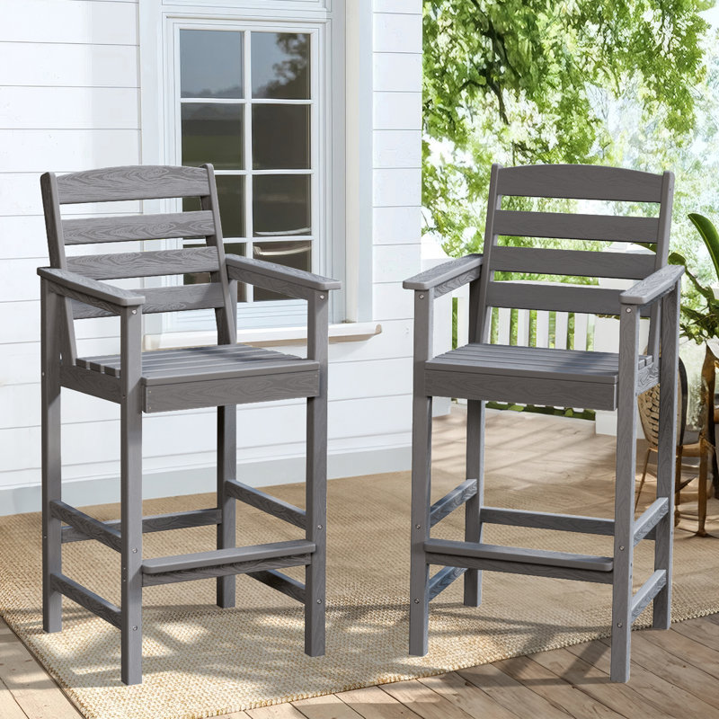 Dalson Plastic Adirondack Bar Stool, Gray