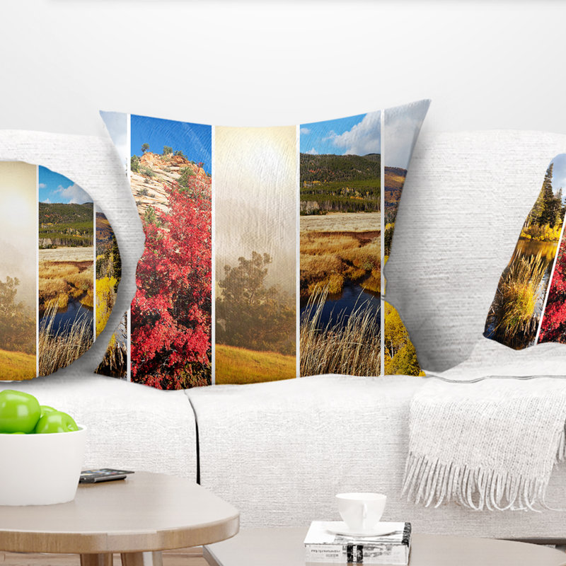 Coussin d'automne «Autumn in Sierra Nevada», 18" x 18", Carré