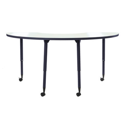 Adapte 36 x 72 Half Moon Dry-Erase Activity Table with Adjustable Tapered Legs - Whiteboard/Navy