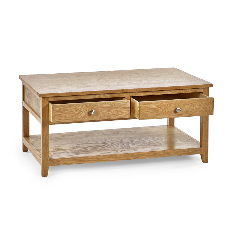 Henryson Solid Wood Four Leg Coffee Table with Storage