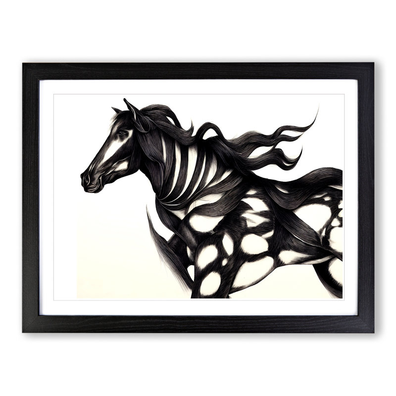 XH1022-9679X Vivacious Abstract Horse - Single Picture Frame Print, 46cm H x 64cm W x 2cm D, Black Framed