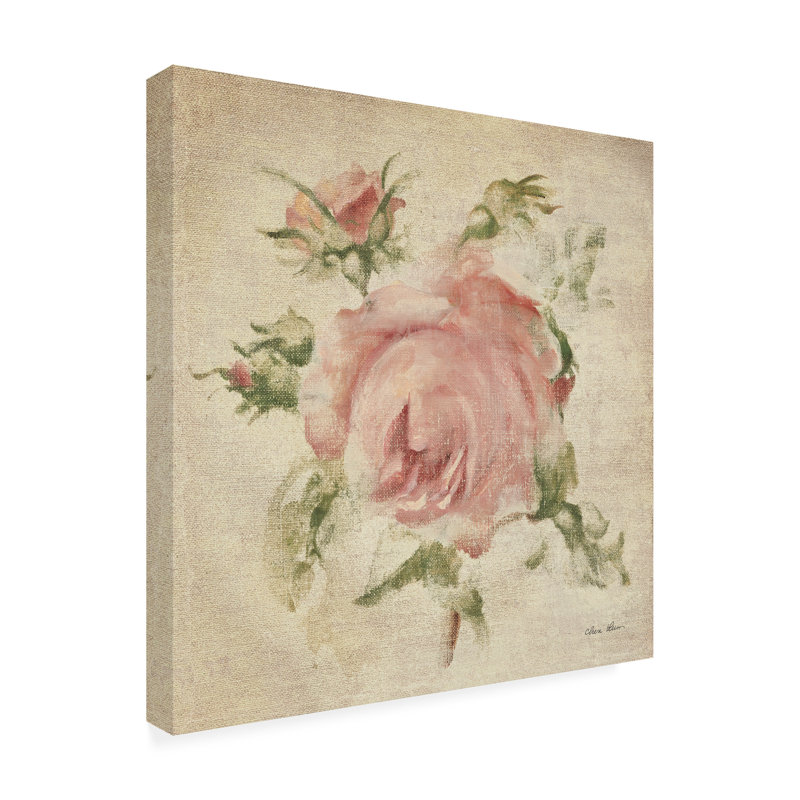 Œuvre d'art sur toile lin lin rose Cheri, H 14 po x l 14 po