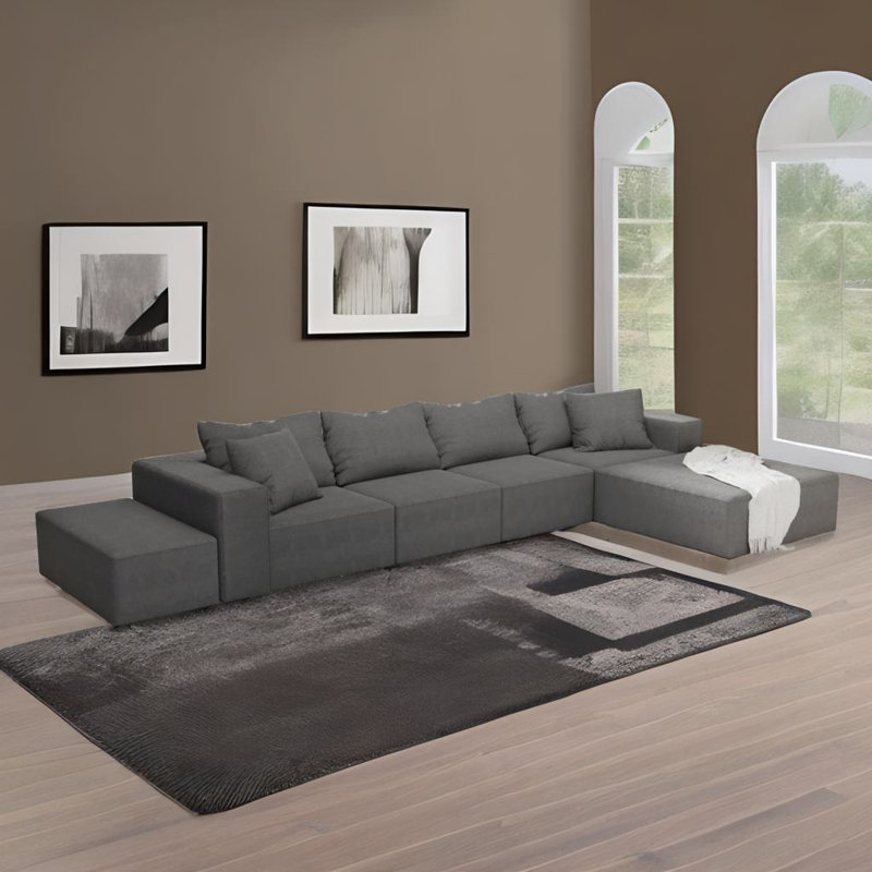 Canapé modulaire modulaire avec 6 coussins, Gris