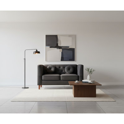 Tufted sqaure design velvet loveseat