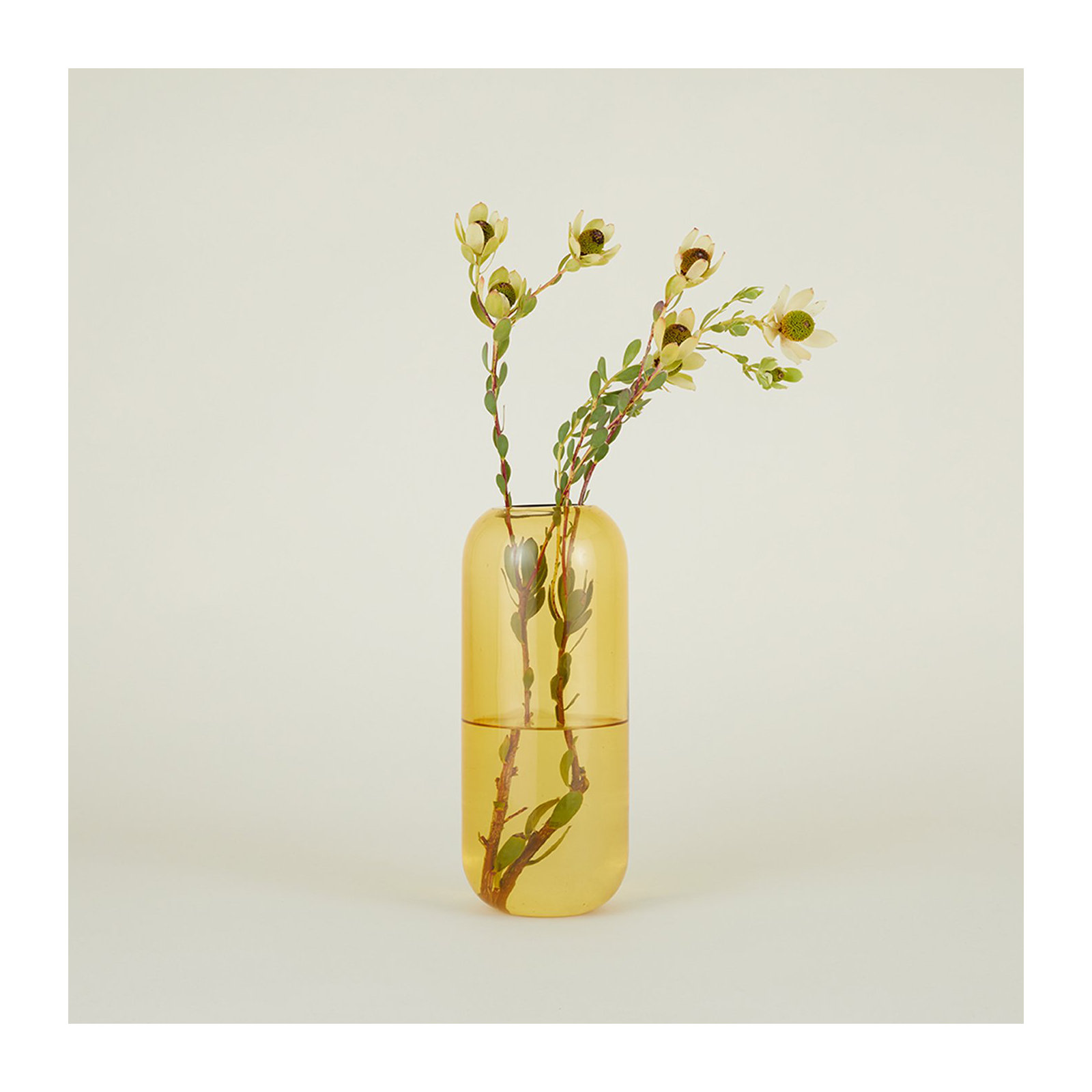 Aurora Handmade Glass Table Vase, 12.5" H x 5" W x 5" D, Amber