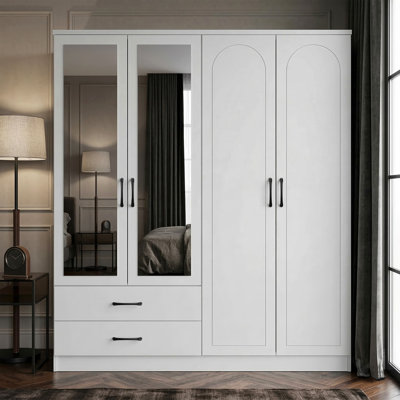 Millbury 4 Door 2 Drawer Wardrobe with Mirror