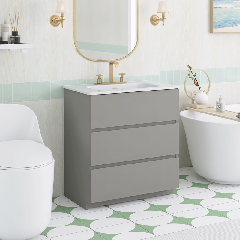 Ensemble de meuble-lavabo autoportant 29,9 po avec plateau en céramique, 24"