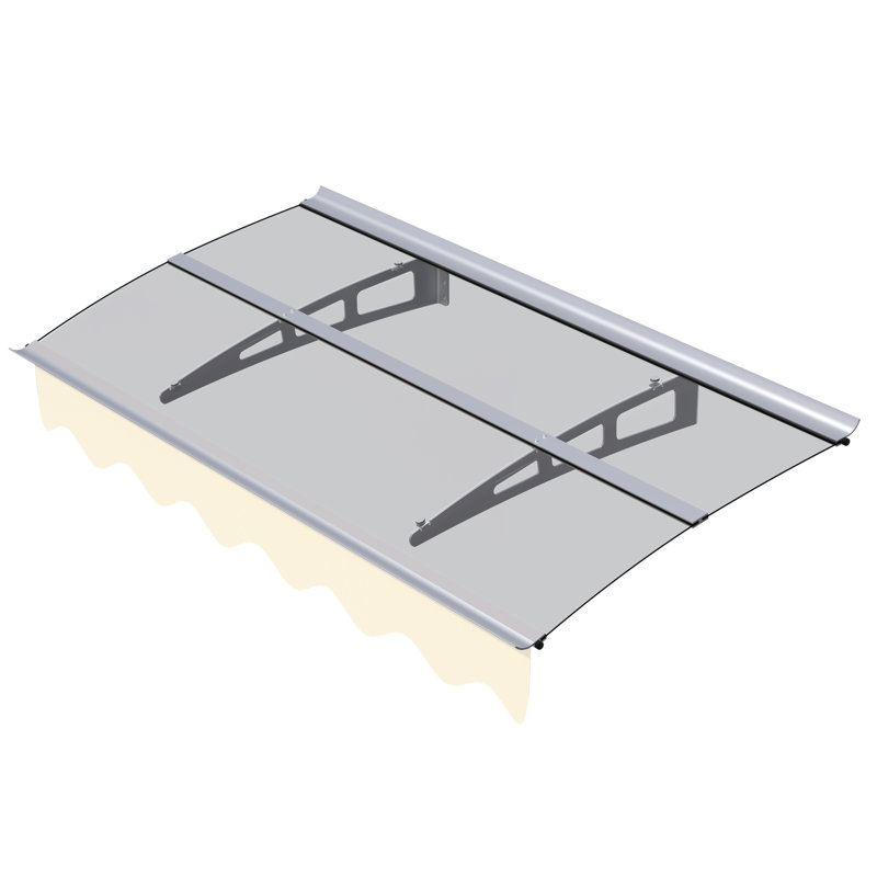 Polycarbonate Cover Windows And Doors Awning With Aluminum Alloy Frame Block The Rain Snow, Clear, 7" H x 59" W x 34" D