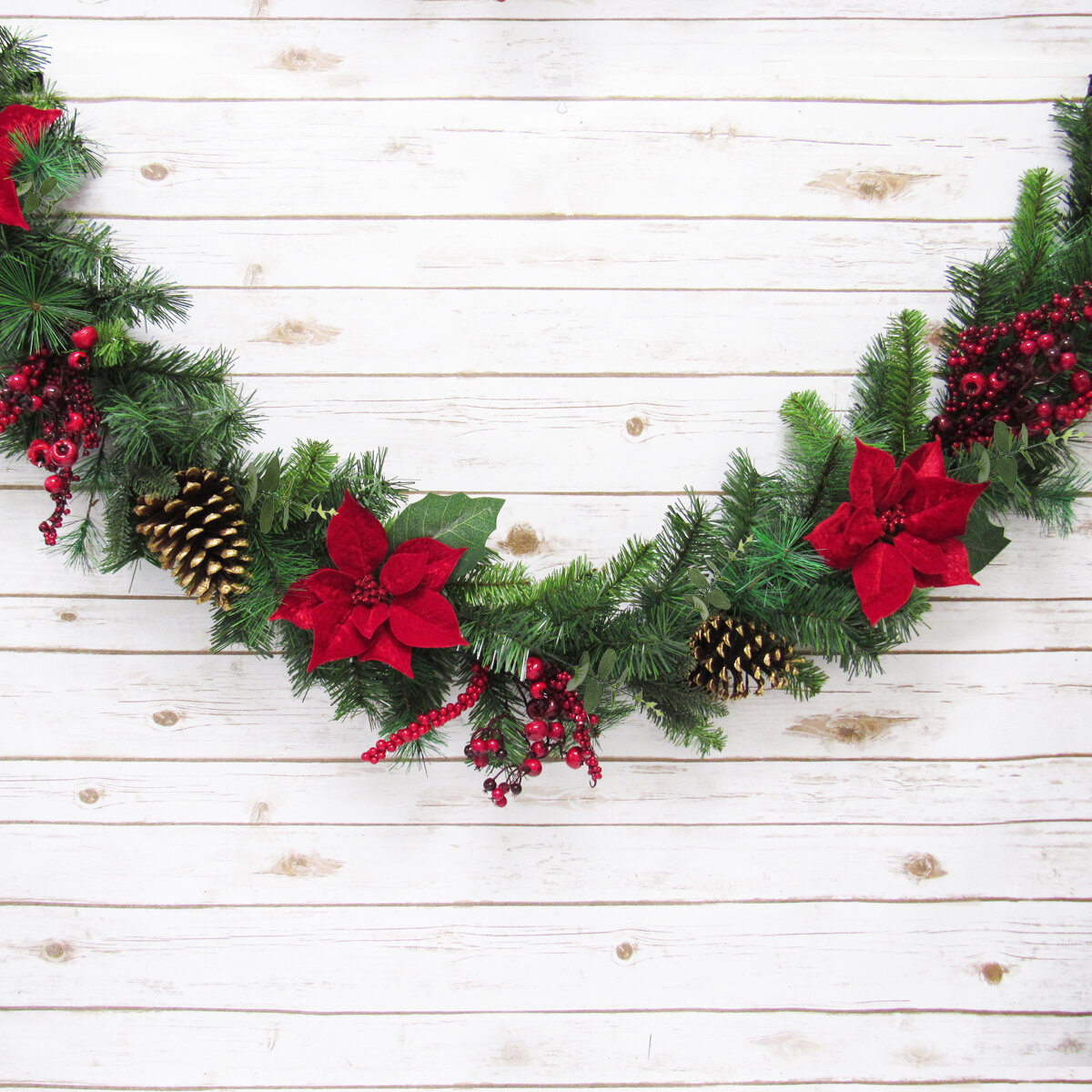 60 Pinecone Holly Red Berry Garland The Holiday Aisle