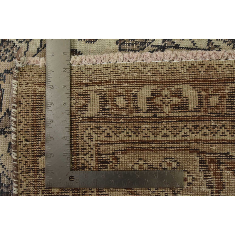 Tapis ivoire vieilli en laine vieilli 9 pi 11 po x 12 pi 9 po Tabriz