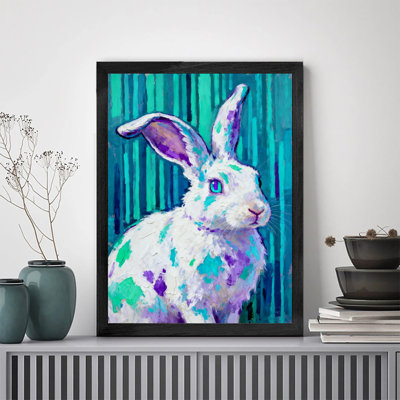 «Black», encadré rétro et coloré, adorables lapins, art mural, impressions de style rétro