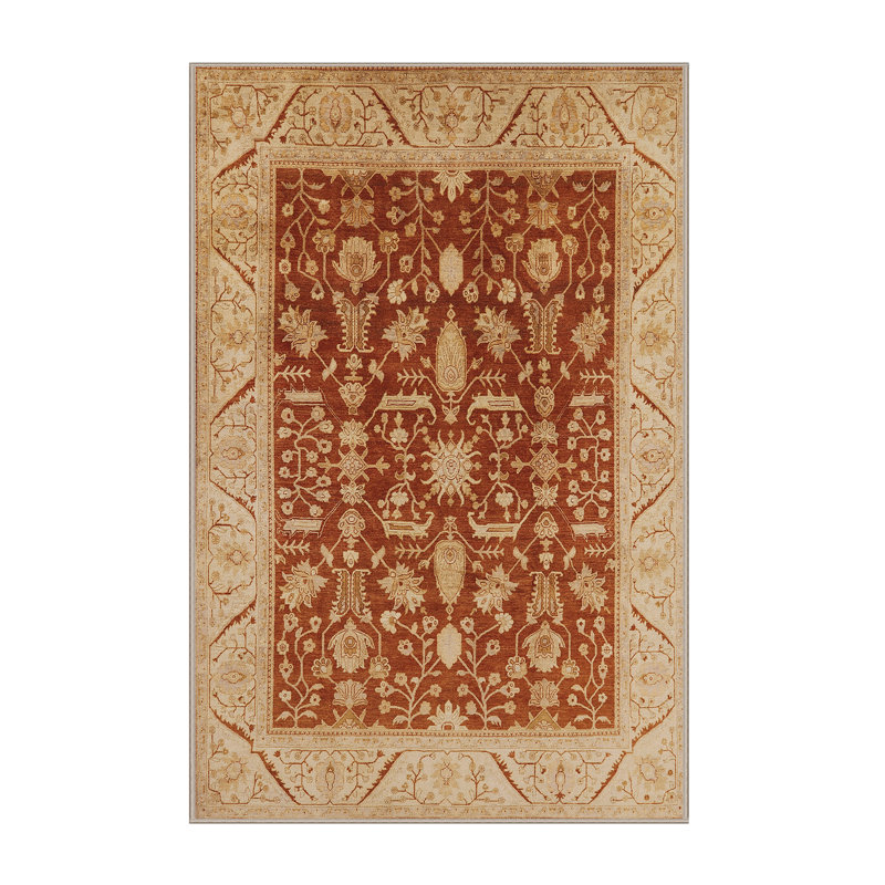 Tapis beige / brun Livistona, Rectangle 5 pi x 7 pi