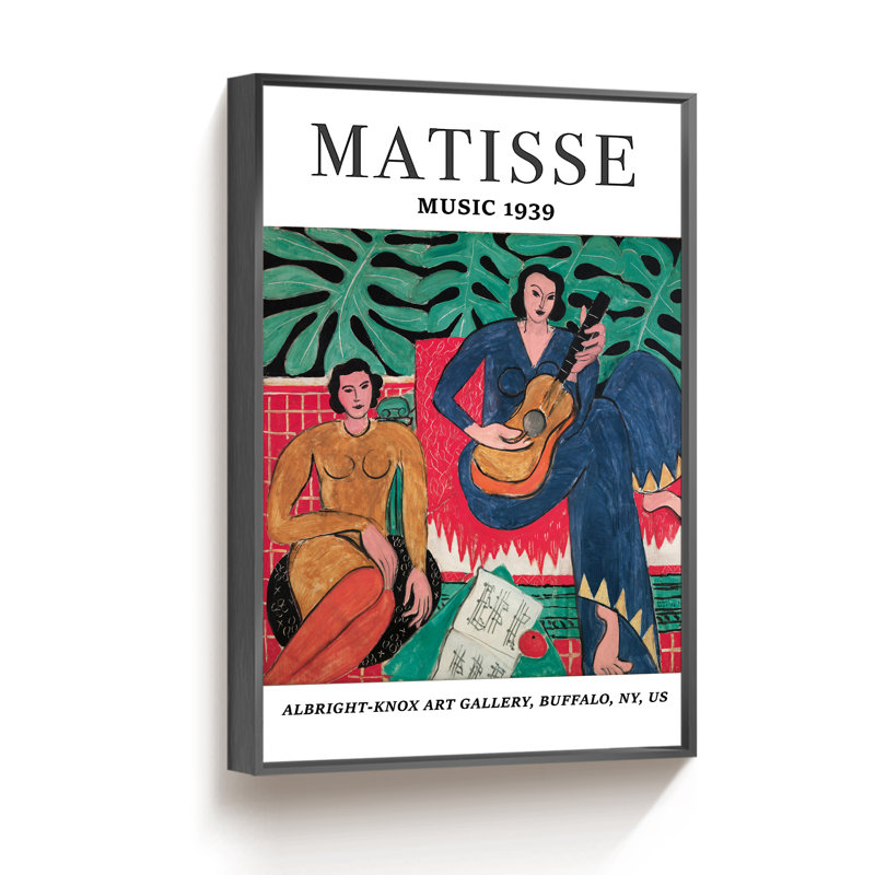 Matisse Aesthetic Abstract - Impression sur toile, Cadre noir, H 16 po x l 12 po x P 1,5 po